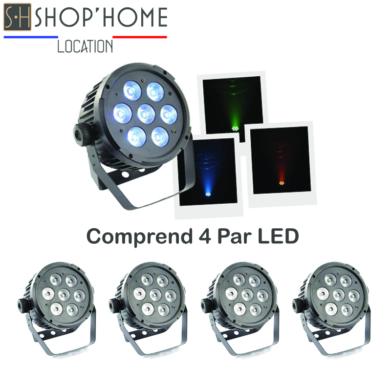 Pack 4 Par LED 7x10W RGBWA 5-en-1
